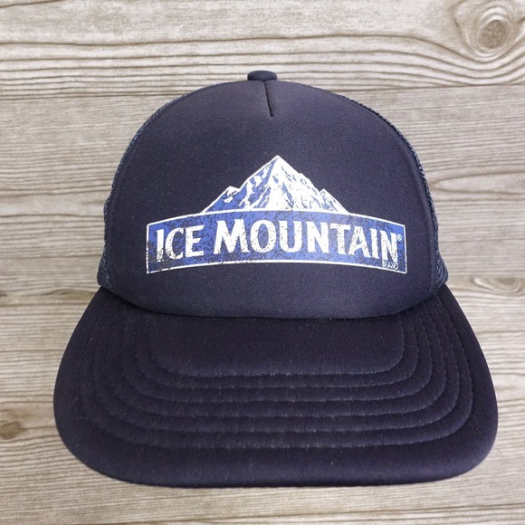 ICE MOUNTAIN WATER LOGO BLUE ADJUSTABLE SNAPBACK MESH BASEBALL TRUCKER HAT CAP - Picture 1 of 8